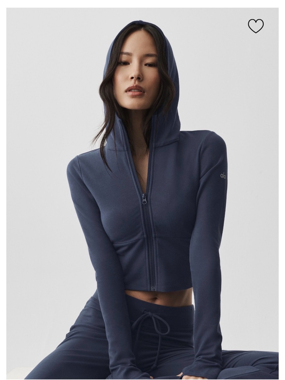 ALO Yoga Full Zip Sway Navy Hoodie